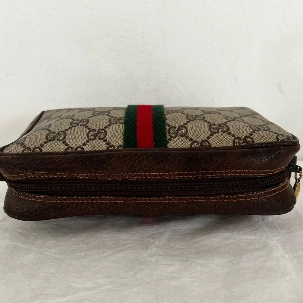Rare Gucci GG Supreme Sherry Line Cosmetic Pouch Original Interior Late 70s-80